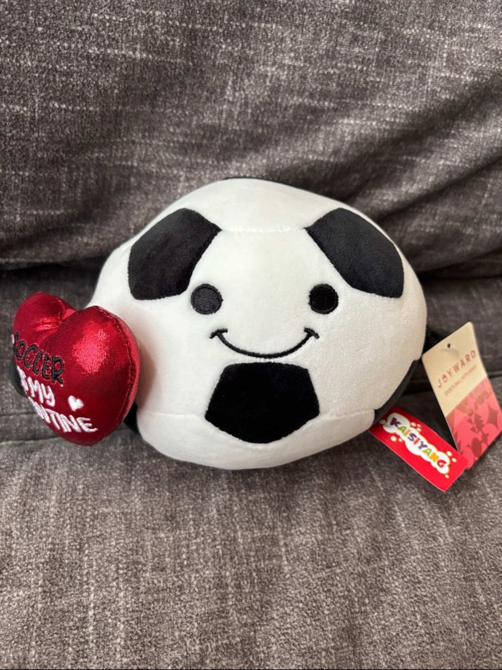 Soccer Ball With Heart Plush 6”